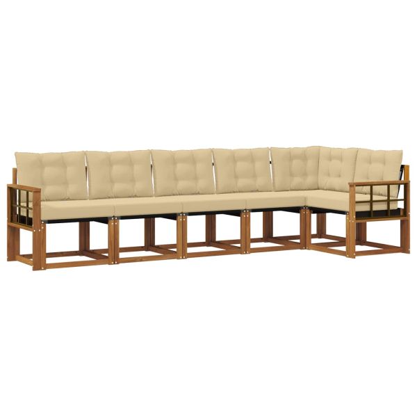 Комплект дивани за открито 6 pcs Натурален и Бежов