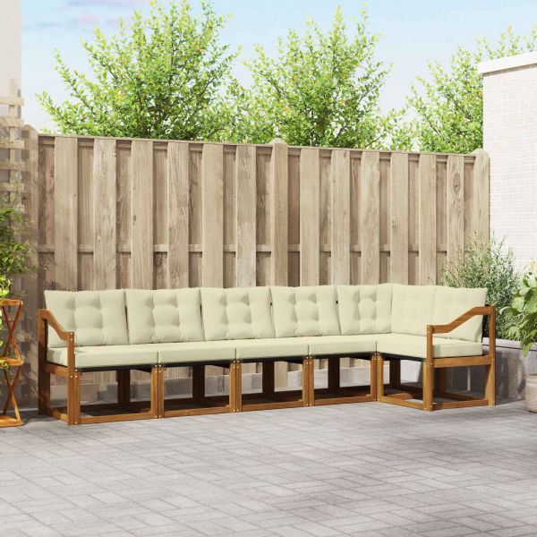 Комплект дивани за открито 6 pcs Натурален и Крема