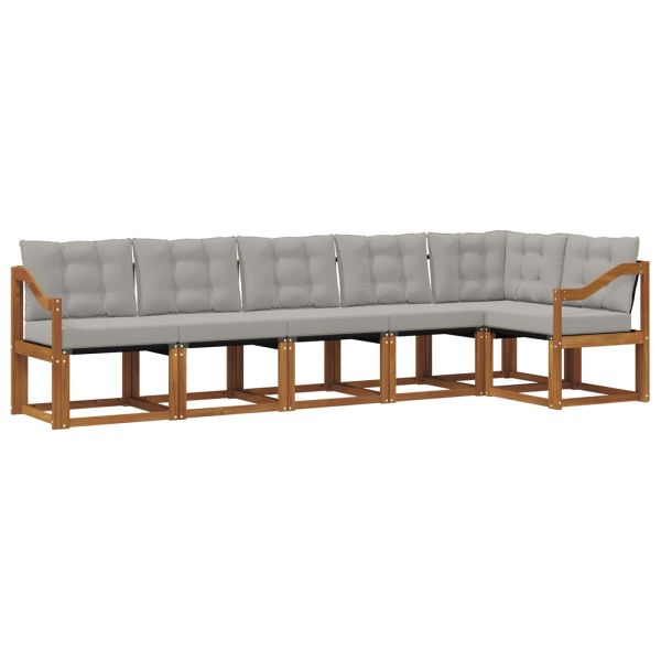 Комплект дивани за открито 6 pcs Естествено и светло сиво