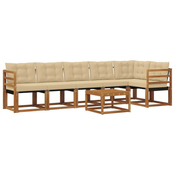 Комплект дивани за открито 7 pcs Натурален и Бежов