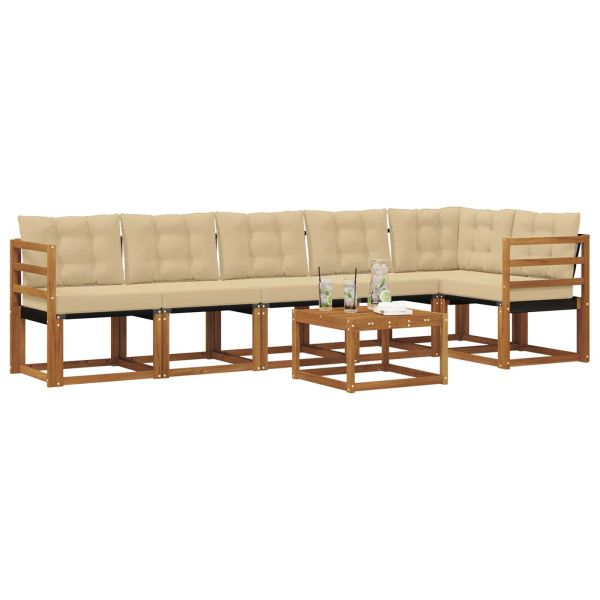 Комплект дивани за открито 7 pcs Натурален и Бежов