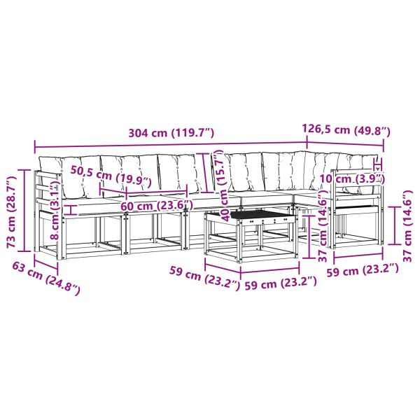 Комплект дивани за открито 7 pcs Натурален и Бежов