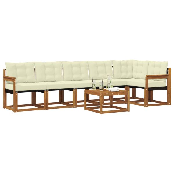 Комплект дивани за открито 7 pcs Натурален и Крема