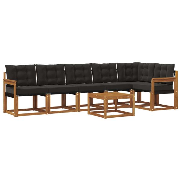 Комплект дивани за открито 7 pcs Естествено и черно