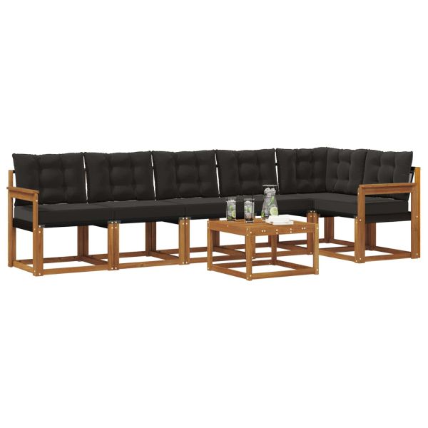 Комплект дивани за открито 7 pcs Естествено и черно