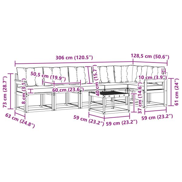 Комплект дивани за открито 7 pcs Естествено и черно