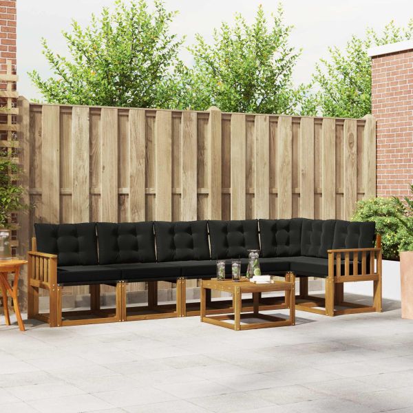 Комплект дивани за открито 7 pcs Естествено и черно