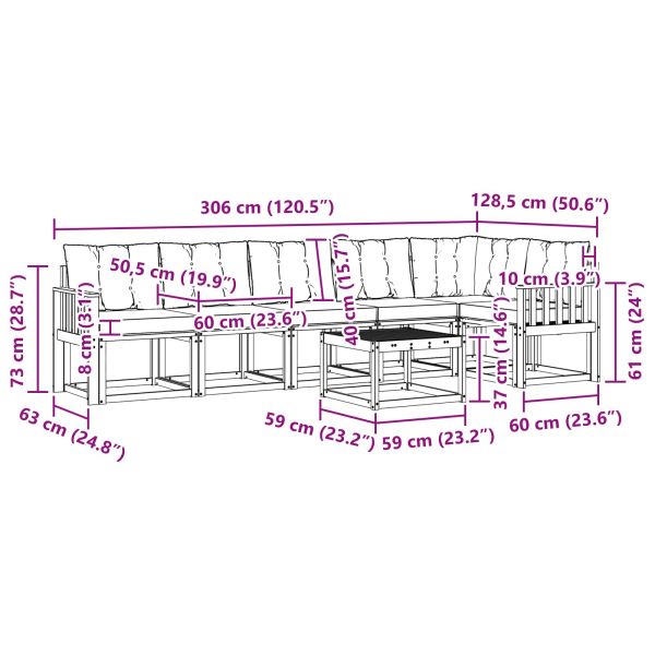 Комплект дивани за открито 7 pcs Естествено и черно