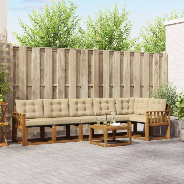 Комплект дивани за открито 7 pcs Натурален и Бежов