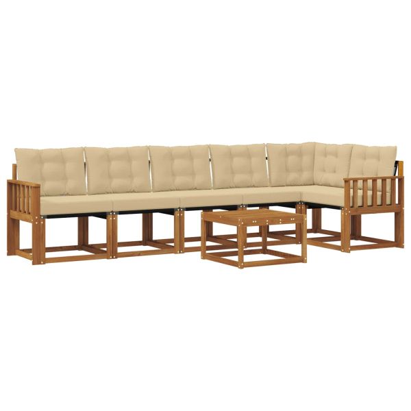 Комплект дивани за открито 7 pcs Натурален и Бежов