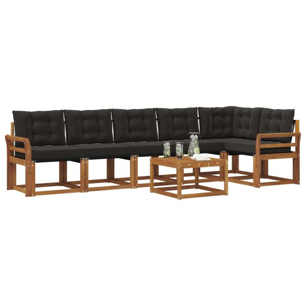 Комплект дивани за открито 7 pcs Естествено и черно