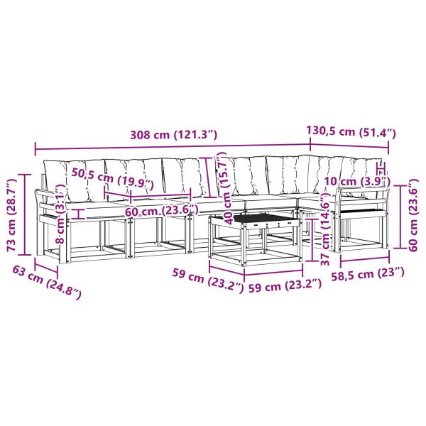 Комплект дивани за открито 7 pcs Натурален и Бежов