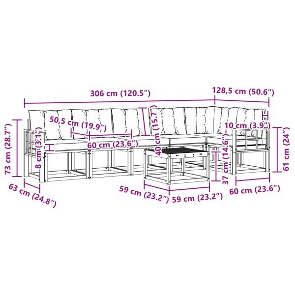 Комплект дивани за открито 7 pcs Естествено и светло сиво