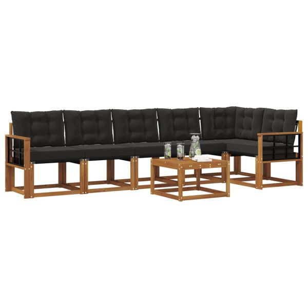 Комплект дивани за открито 7 pcs Естествено и черно
