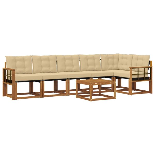 Комплект дивани за открито 7 pcs Натурален и Бежов