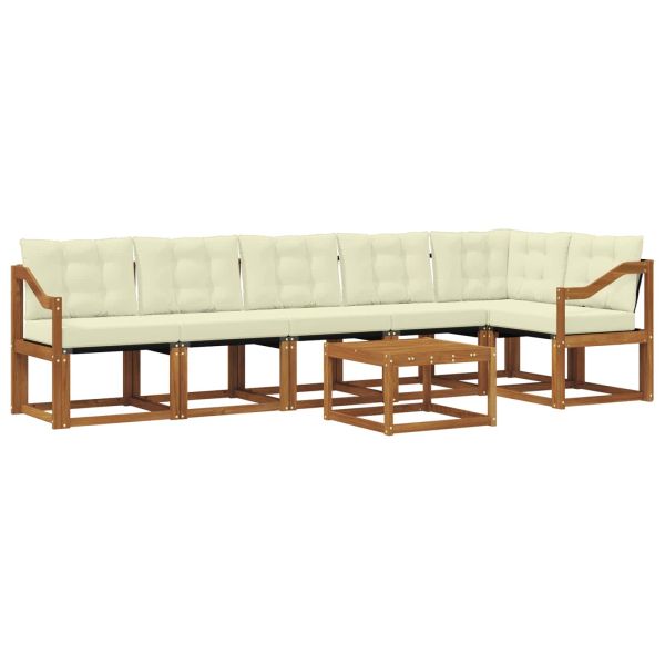 Комплект дивани за открито 7 pcs Натурален и Крема