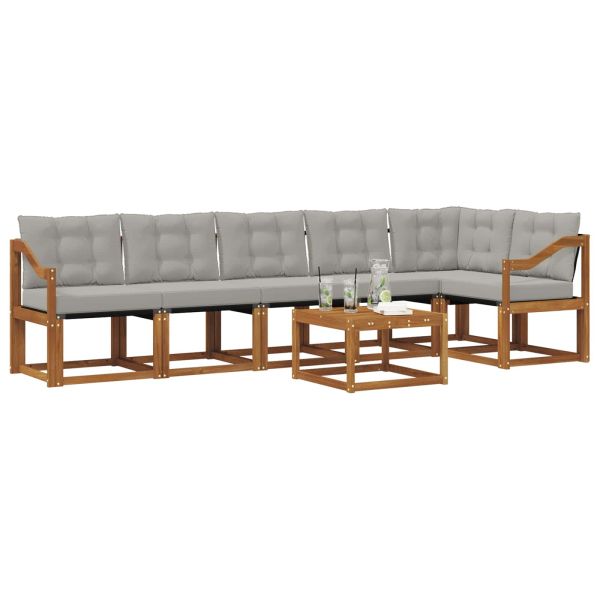 Комплект дивани за открито 7 pcs Естествено и светло сиво