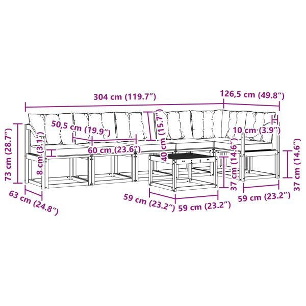 Комплект дивани за открито 7 pcs Естествено и светло сиво