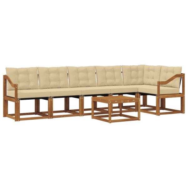 Комплект дивани за открито 7 pcs Натурален и Бежов