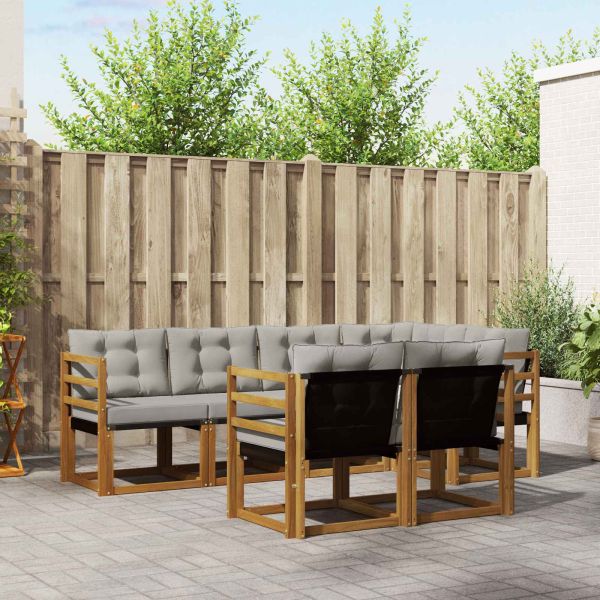 Комплект дивани за открито 7 pcs Естествено и светло сиво