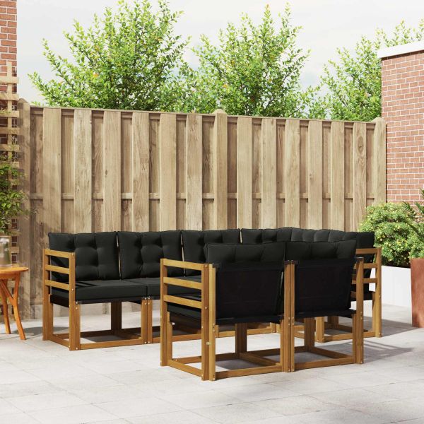 Комплект дивани за открито 7 pcs Естествено и черно