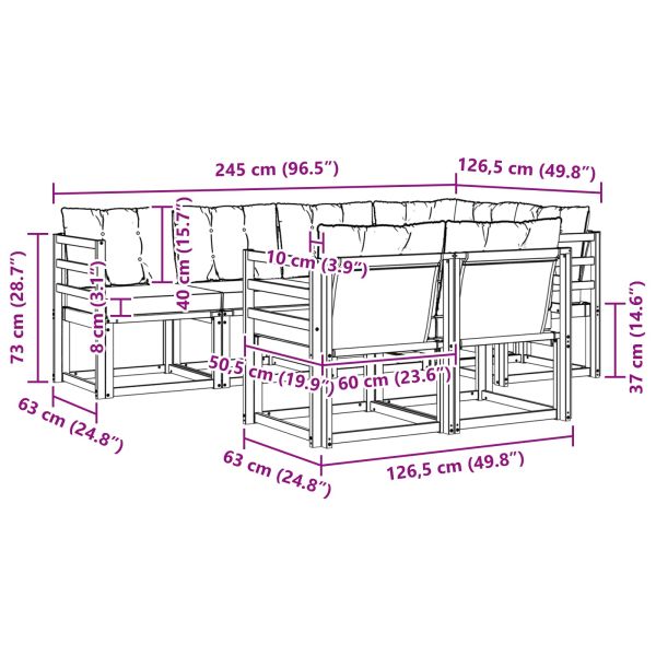 Комплект дивани за открито 7 pcs Естествено и черно