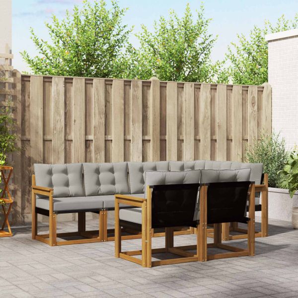 Комплект дивани за открито 7 pcs Естествено и светло сиво