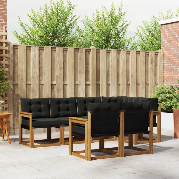 Комплект дивани за открито 7 pcs Естествено и черно