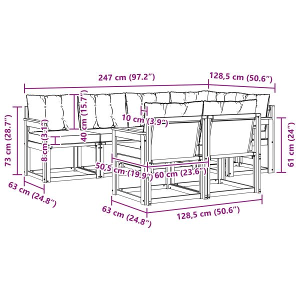Комплект дивани за открито 7 pcs Естествено и черно