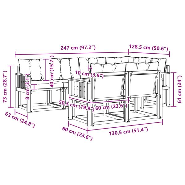 Комплект дивани за открито 7 pcs Естествено и светло сиво