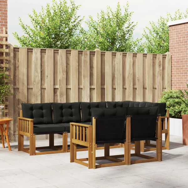 Комплект дивани за открито 7 pcs Естествено и черно