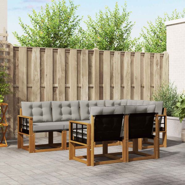 Комплект дивани за открито 7 pcs Естествено и светло сиво