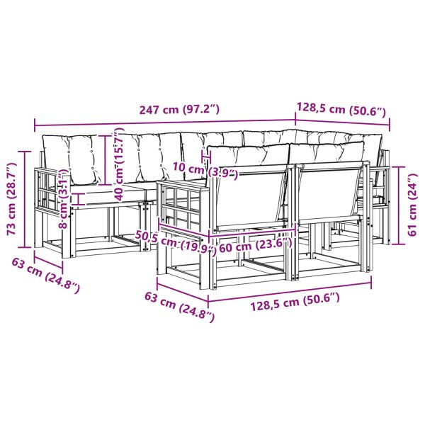 Комплект дивани за открито 7 pcs Естествено и светло сиво