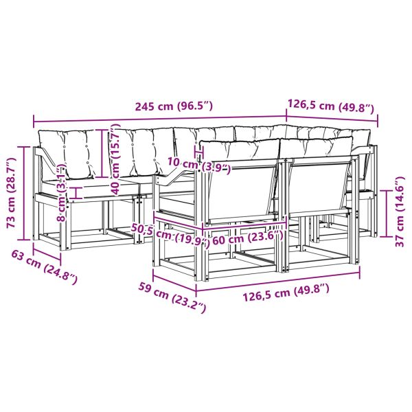 Комплект дивани за открито 7 pcs Естествено и черно