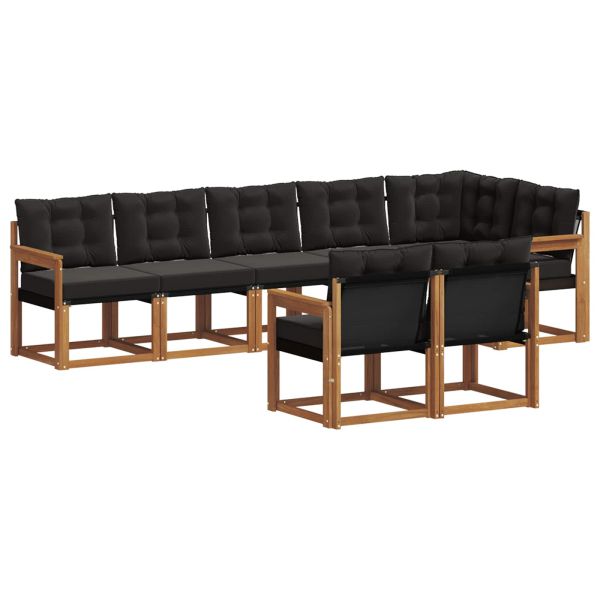 Комплект дивани за открито 8 pcs Естествено и черно