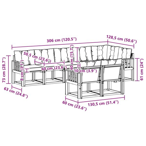 Комплект дивани за открито 8 pcs Естествено и черно