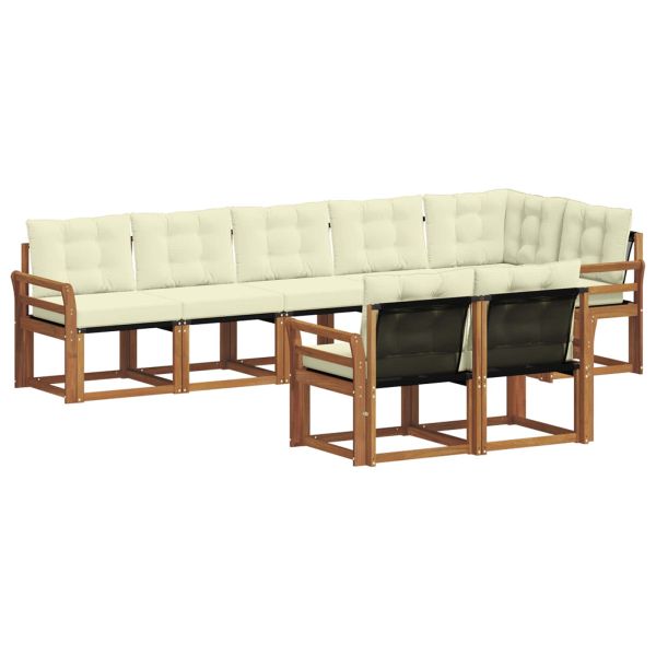 Комплект дивани за открито 8 pcs Натурален и Крема