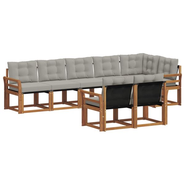 Комплект дивани за открито 8 pcs Естествено и светло сиво