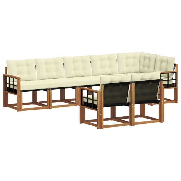 Комплект дивани за открито 8 pcs Натурален и Крема