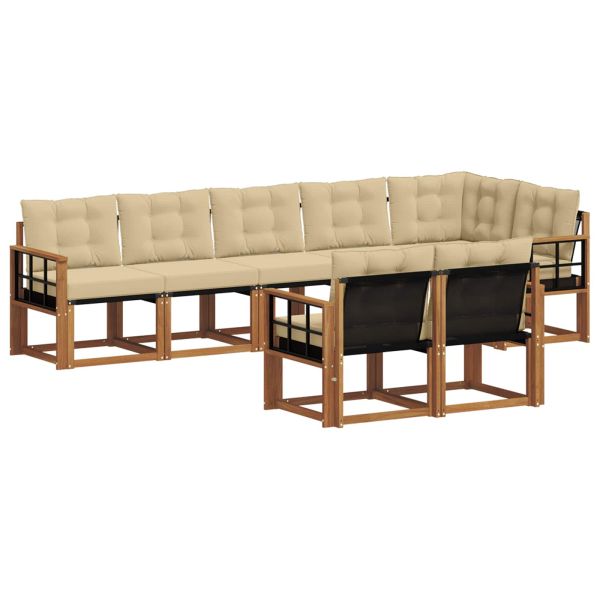 Комплект дивани за открито 8 pcs Натурален и Бежов