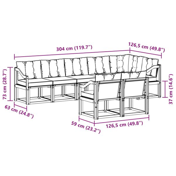 Комплект дивани за открито 8 pcs Натурален и Крема
