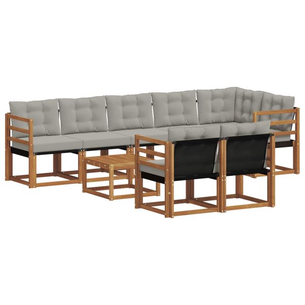 Комплект дивани за открито 9 pcs Естествено и светло сиво