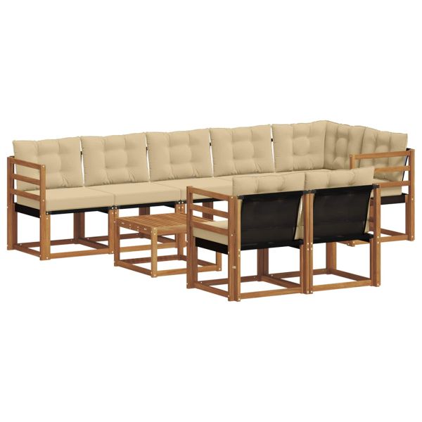 Комплект дивани за открито 9 pcs Натурален и Бежов