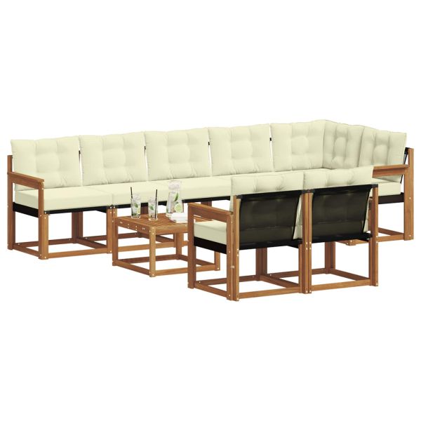 Комплект дивани за открито 9 pcs Натурален и Крема