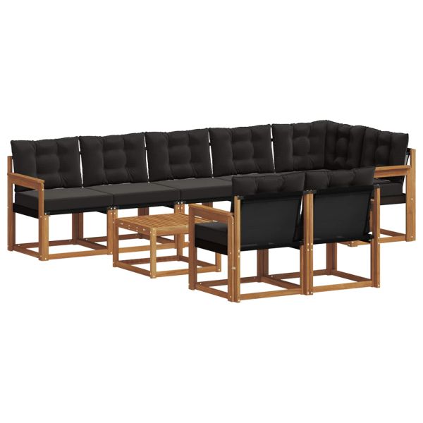 Комплект дивани за открито 9 pcs Естествено и черно