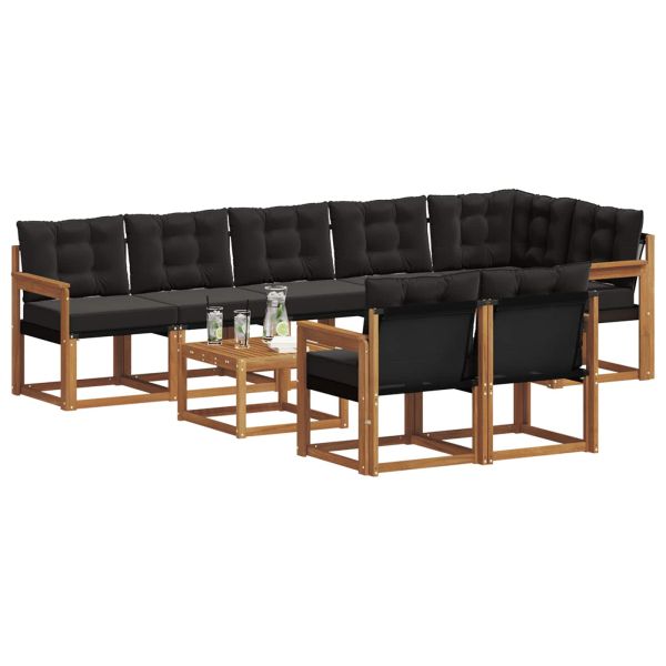 Комплект дивани за открито 9 pcs Естествено и черно