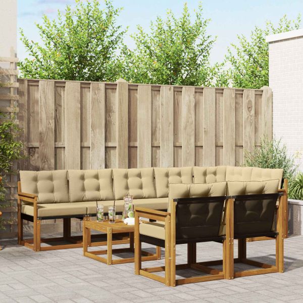Комплект дивани за открито 9 pcs Натурален и Бежов
