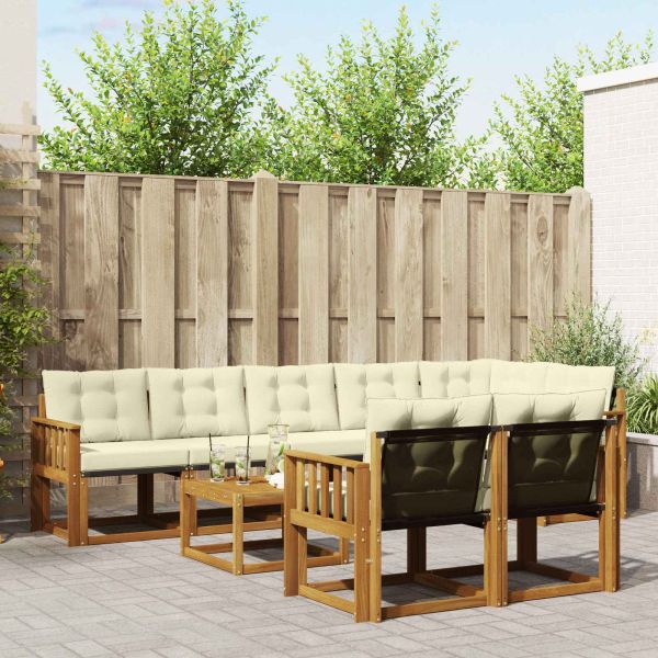 Комплект дивани за открито 9 pcs Натурален и Крема