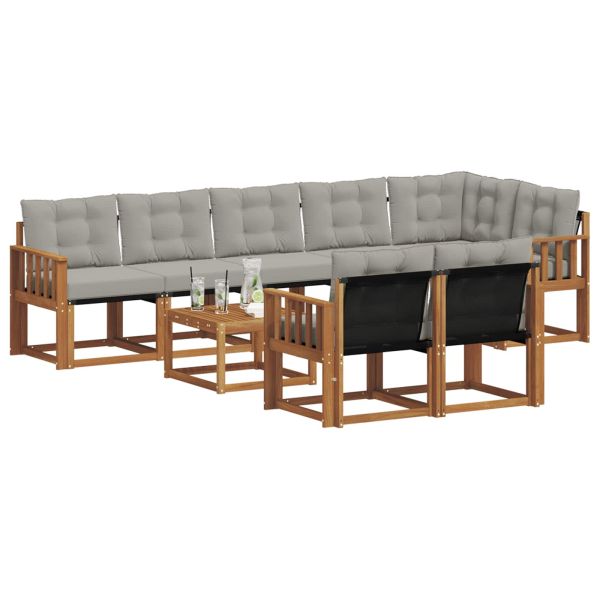 Комплект дивани за открито 9 pcs Естествено и светло сиво