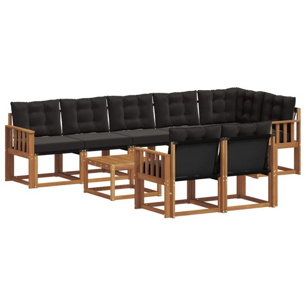 Комплект дивани за открито 9 pcs Естествено и черно